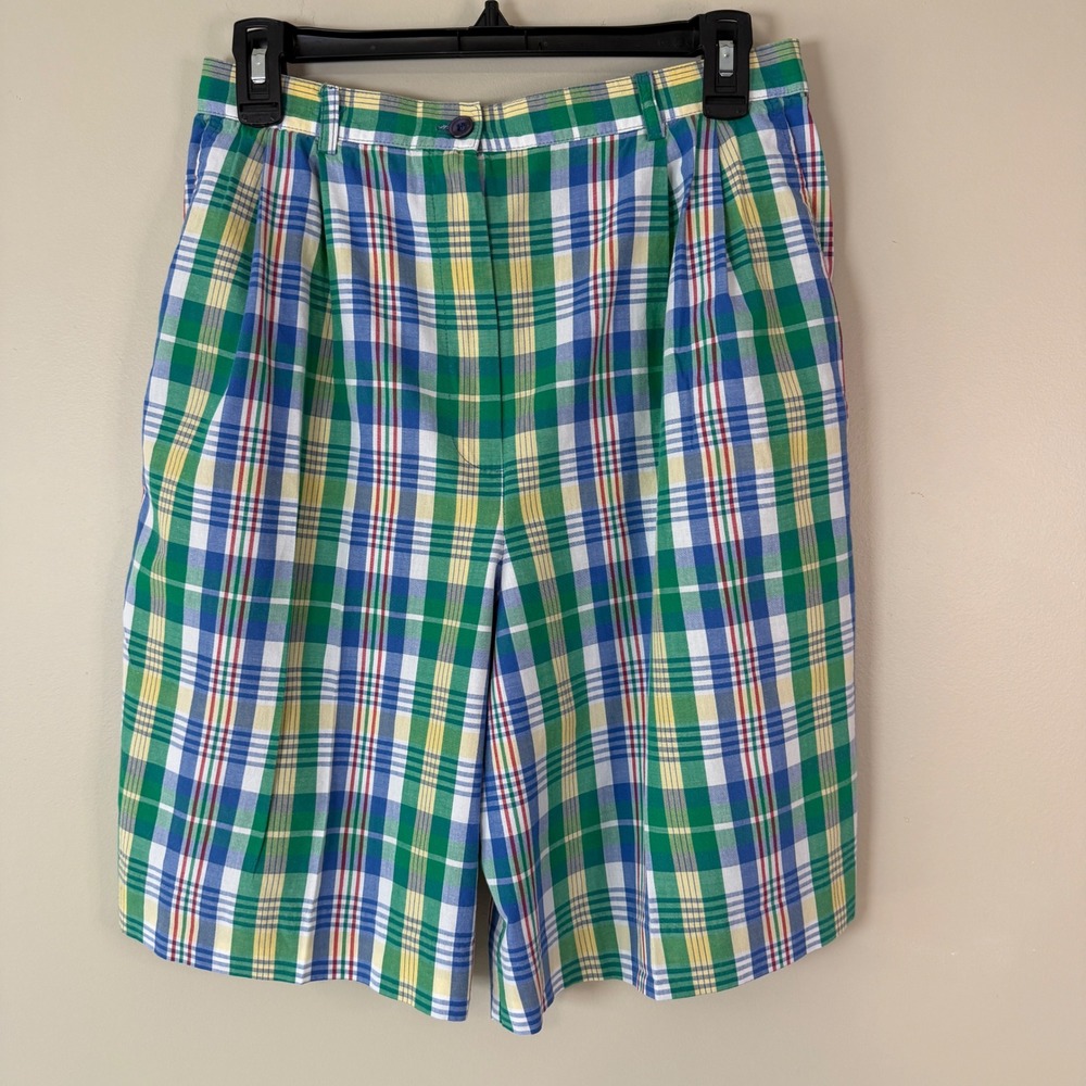 Pendleton Vintage Plaid 12 Knockabout Bermuda Shorts High Waist Pleated Preppy